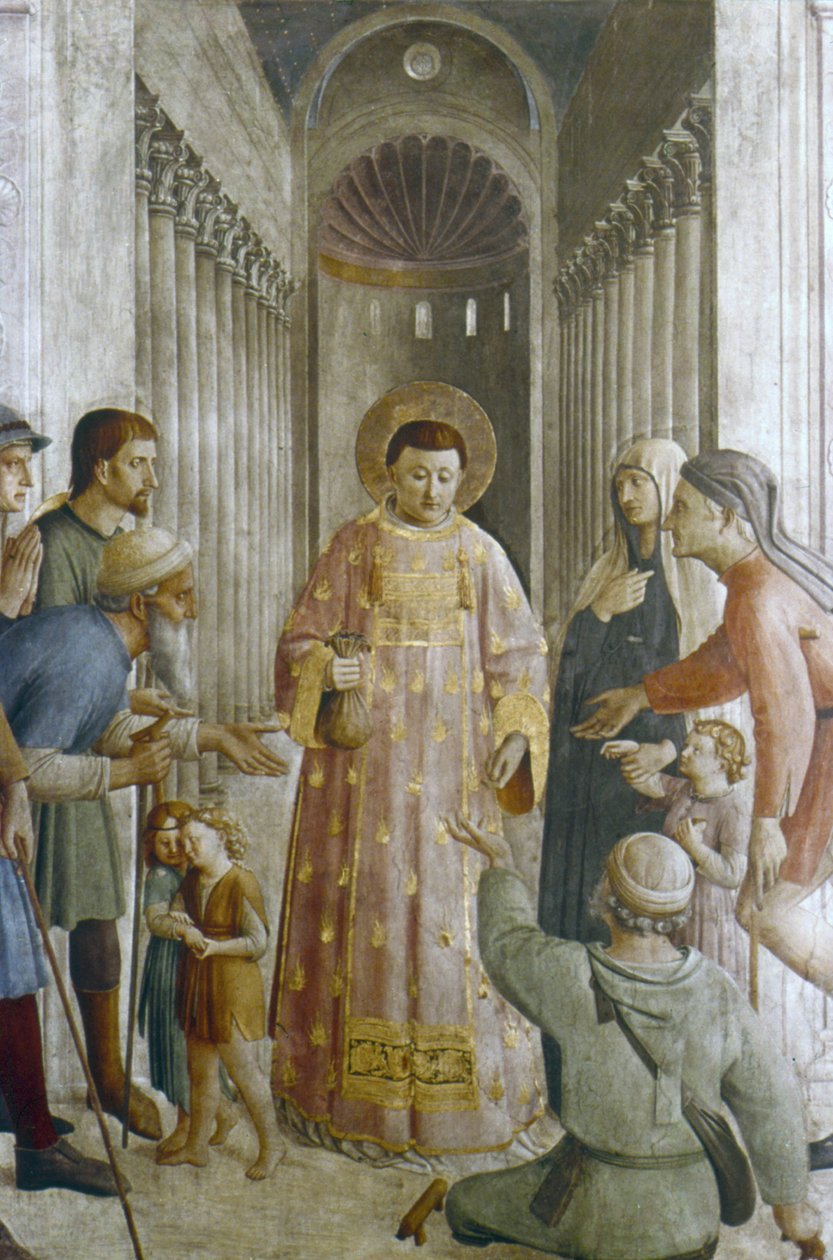 Aziz Lawrence sadaka veriyor (fresk) by Fra (c.1400 55) Angelico