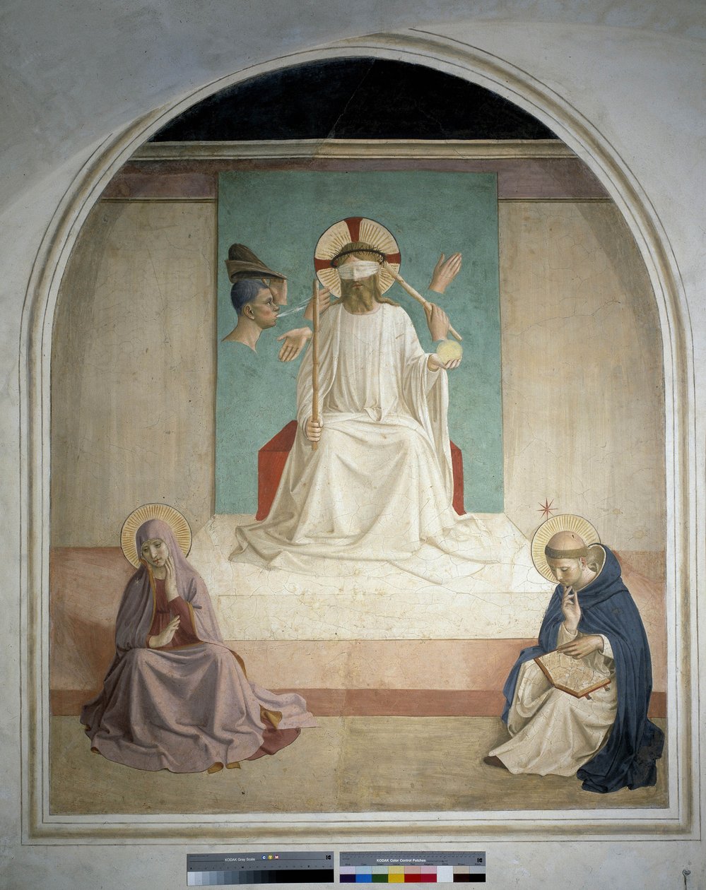 İsa, Bakire ve Aziz Jerome ile yüzleşir. Guido di Pietro tarafından fresk by Fra Angelico
