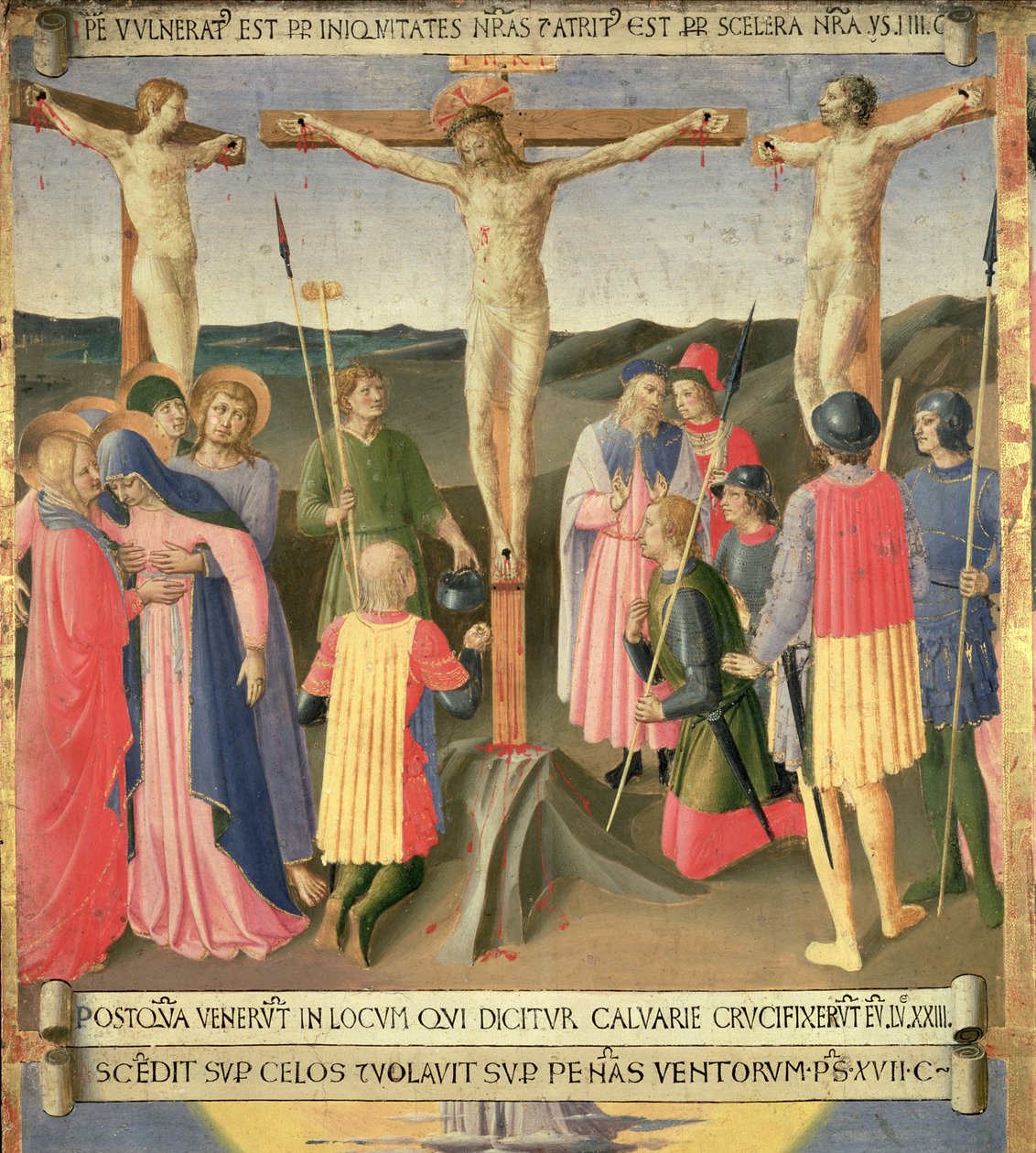 İsa, İki Hırsız Arasında Haç Üzerinde, Santissima Annunziata Gümüş Hazinesinin dördüncü panelinden detay, c.1450-53 (panelde tempera) by Fra Angelico
