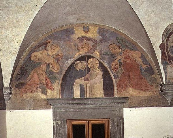 İsa iki Dominikli keşişi karşılıyor, Lunette by Fra Angelico