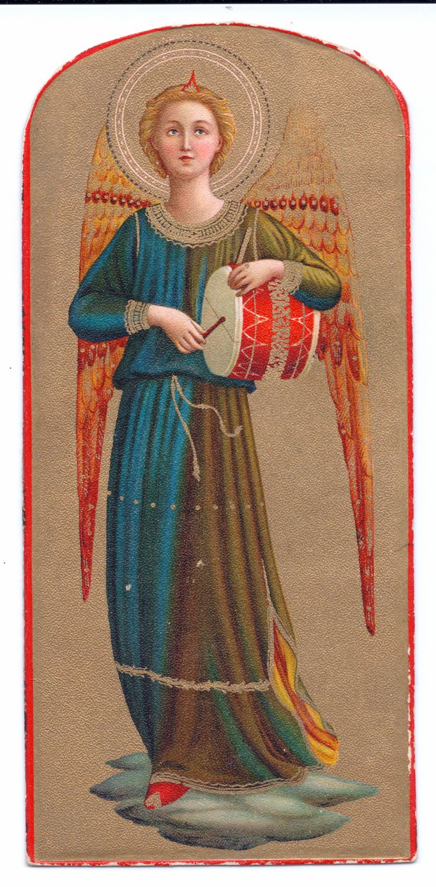 Renkli lito baskı fra angelico melek davul çalıyor, c. 1910 by Fra Angelico