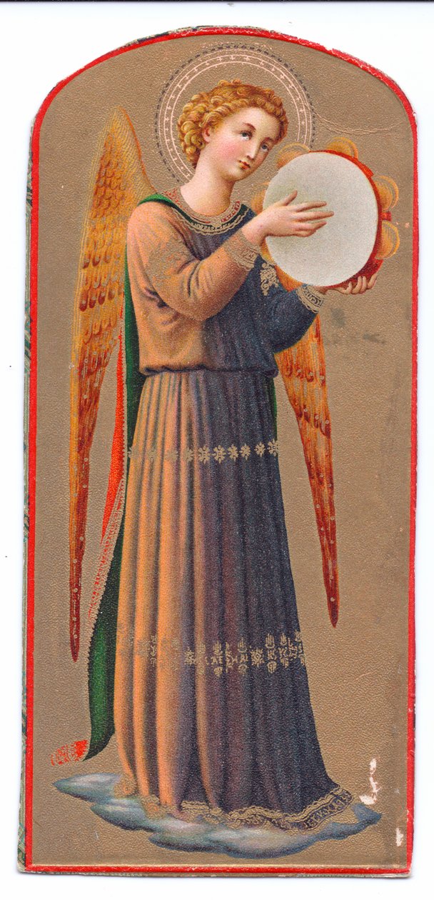 Renkli lito baskı fra angelico melek tef çalıyor, c. 1910 by Fra Angelico
