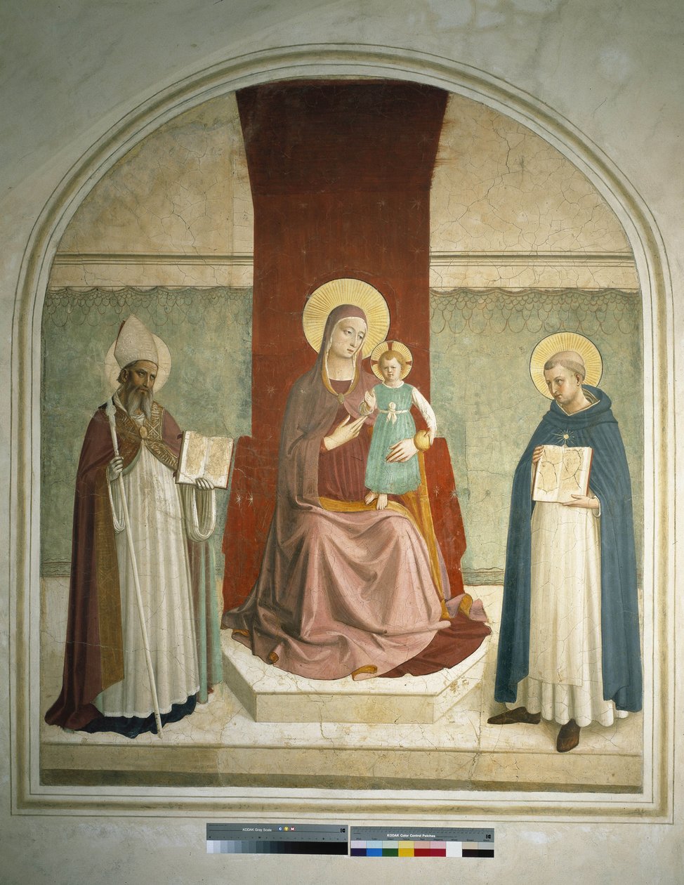Aziz Francis ve Aziz Zenobia ile Madonna ve Çocuk. Guido di Pietro tarafından fresk by Fra Angelico