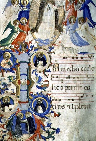 Ms 558 f.67v St. Dominic, (saat yönünde) SS