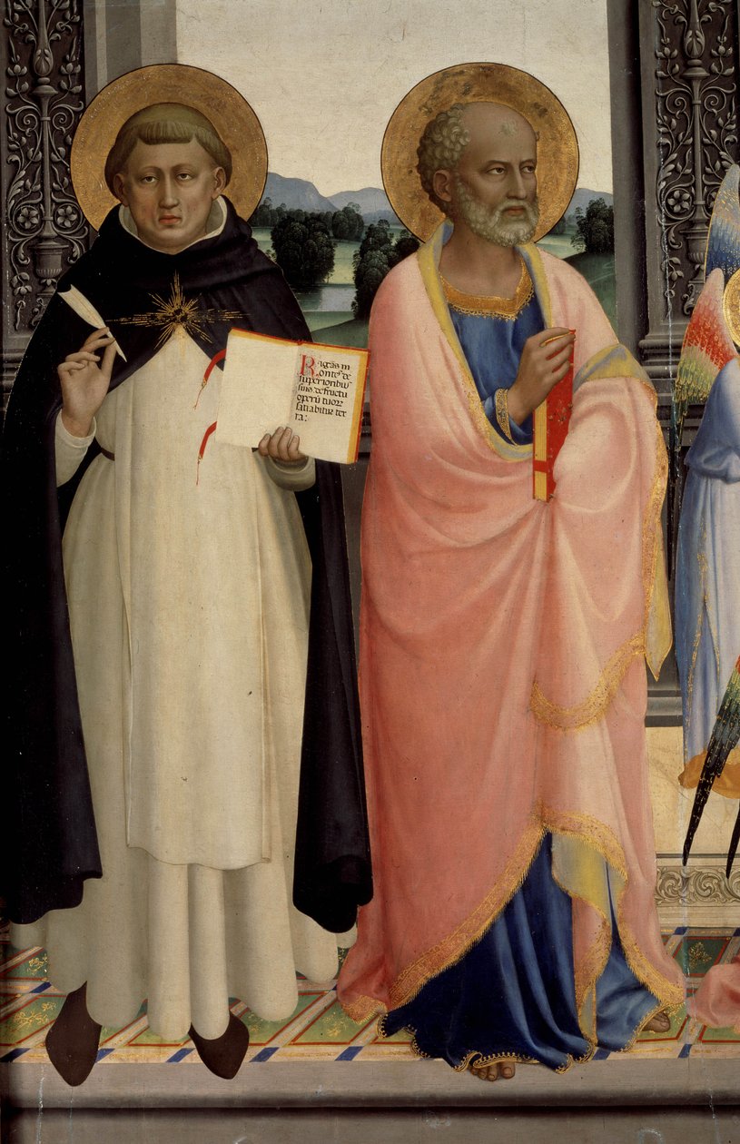 Aziz ile bir madonna ve çocuğu temsil eden Aziz Dominic Polyptyx. by Fra Angelico