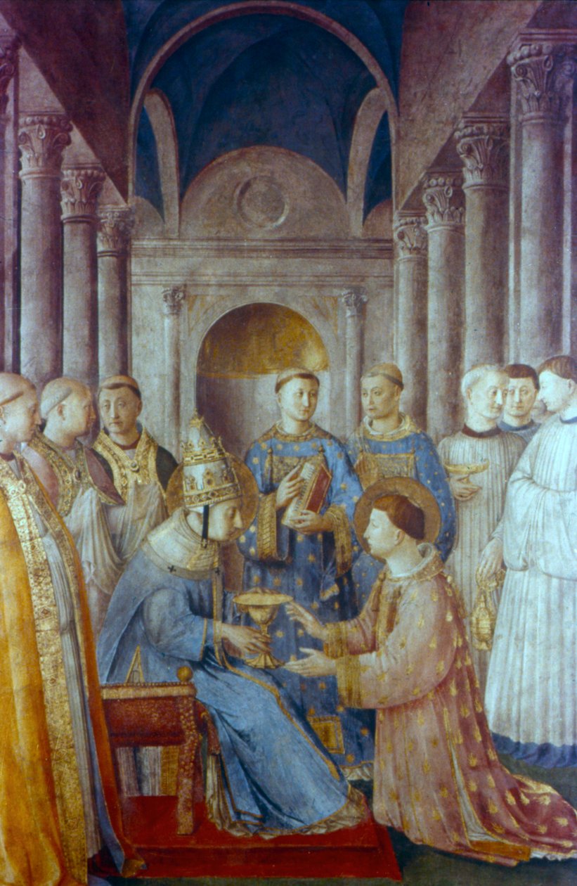 St Sixtus II ve Deacon St Laurence, 15. yüzyılın ortalarında by Fra Angelico