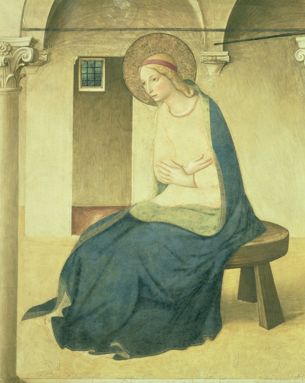 Müjde, Meryem Ana detayı, c.1438-45 fresk bkz. 29030 by Fra Angelico
