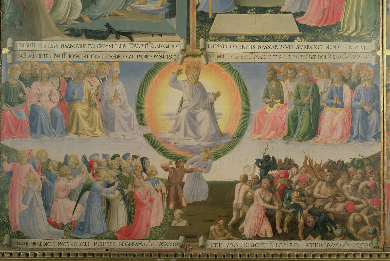 Son Yargı, Santissima Annunziata Gümüş Hazinesinin dördüncü panelinden detay, c.1450-53 (panelde mizaç) by Fra Angelico