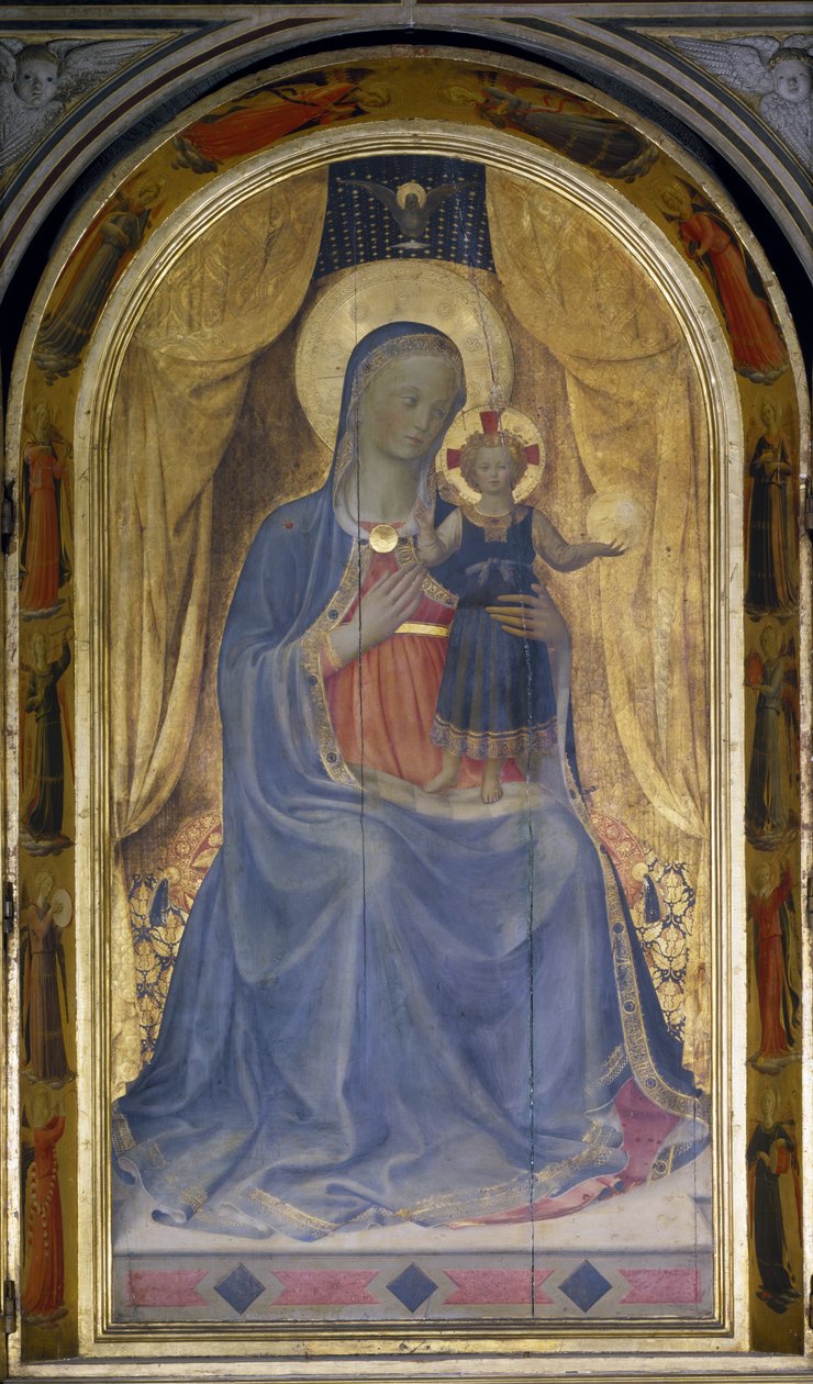 Linaiuoli Triptik, Bakire ve Enthroned Çocuk detayı, panelde 1433 tempera ayrıca bkz. 76093 by Fra Angelico