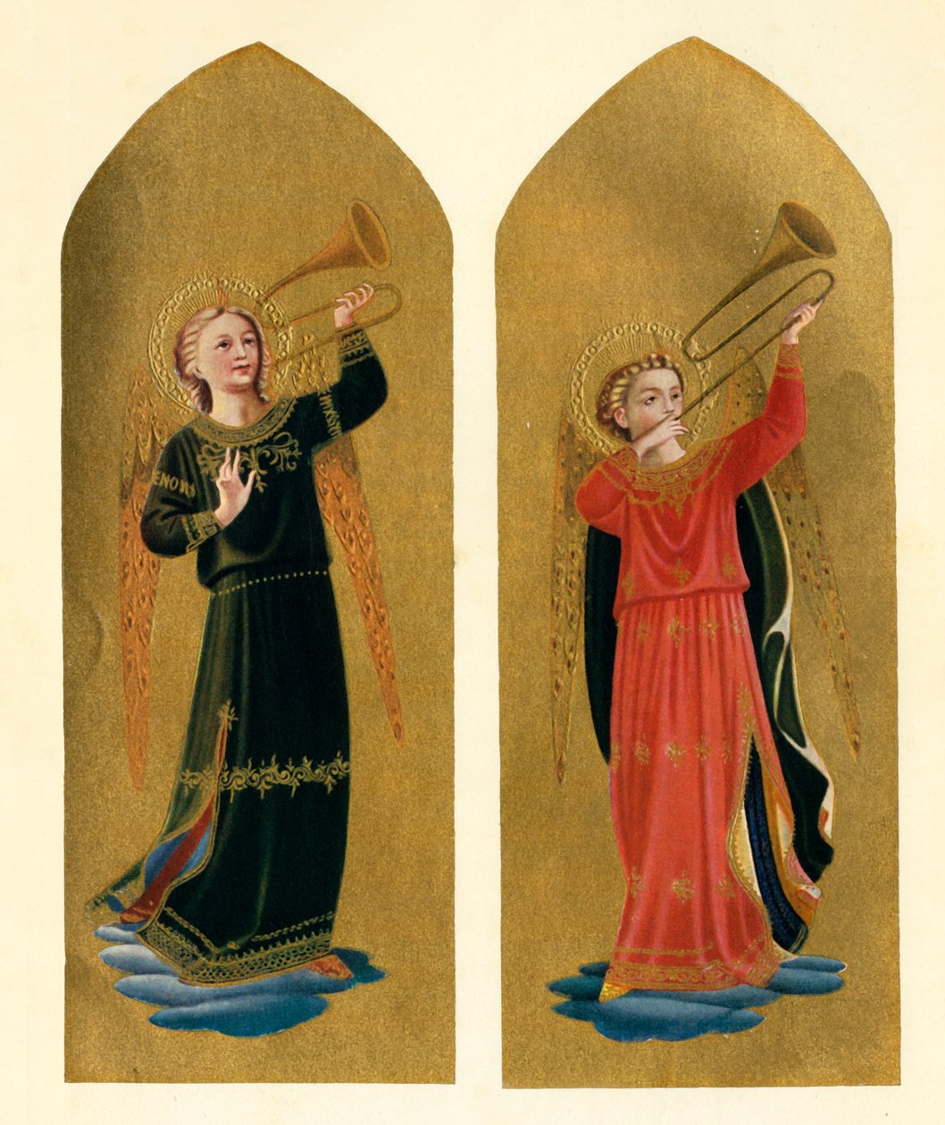 Trompetli İki Melek, 15. yüzyıl, c1909 by Fra Angelico