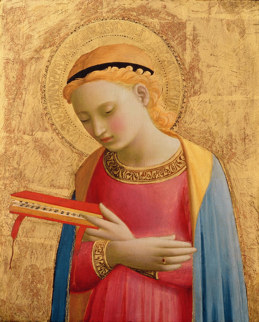 Virgin Annunciate, 1450-55 (ahşap panel üzerinde altın varak ve tempera) (ayrıca bkz. 139311) by Fra Angelico
