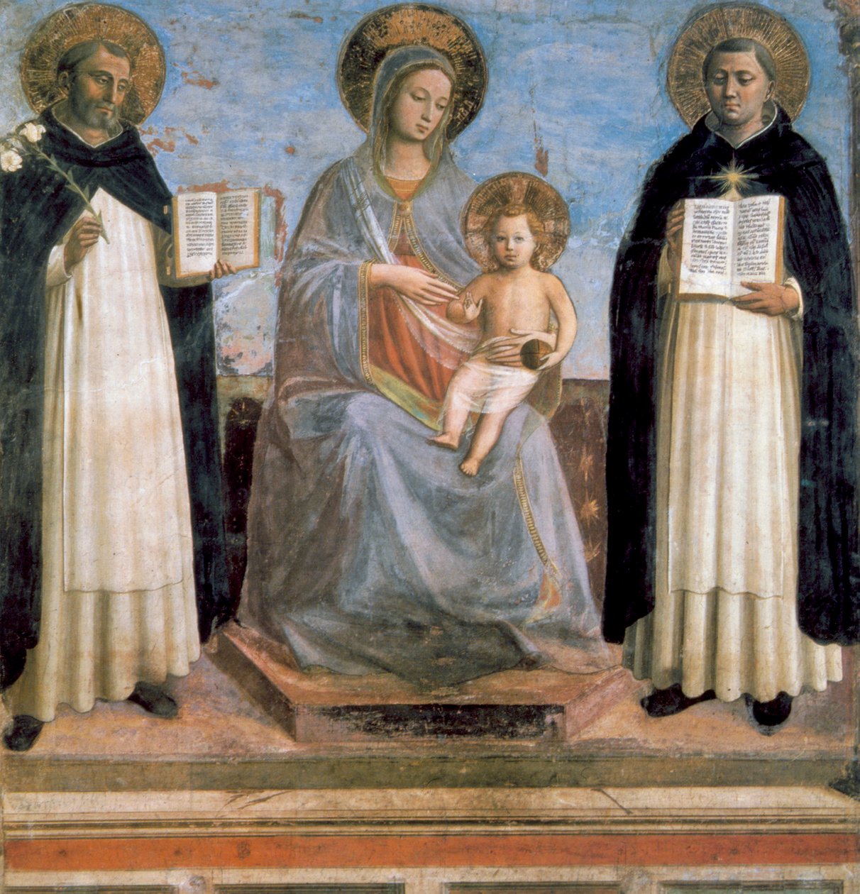 Padua Aziz Anthony ve Aziz Thomas Aquinas ile Bakire ve Çocuk, 15. yüzyılın başlarında by Fra Angelico