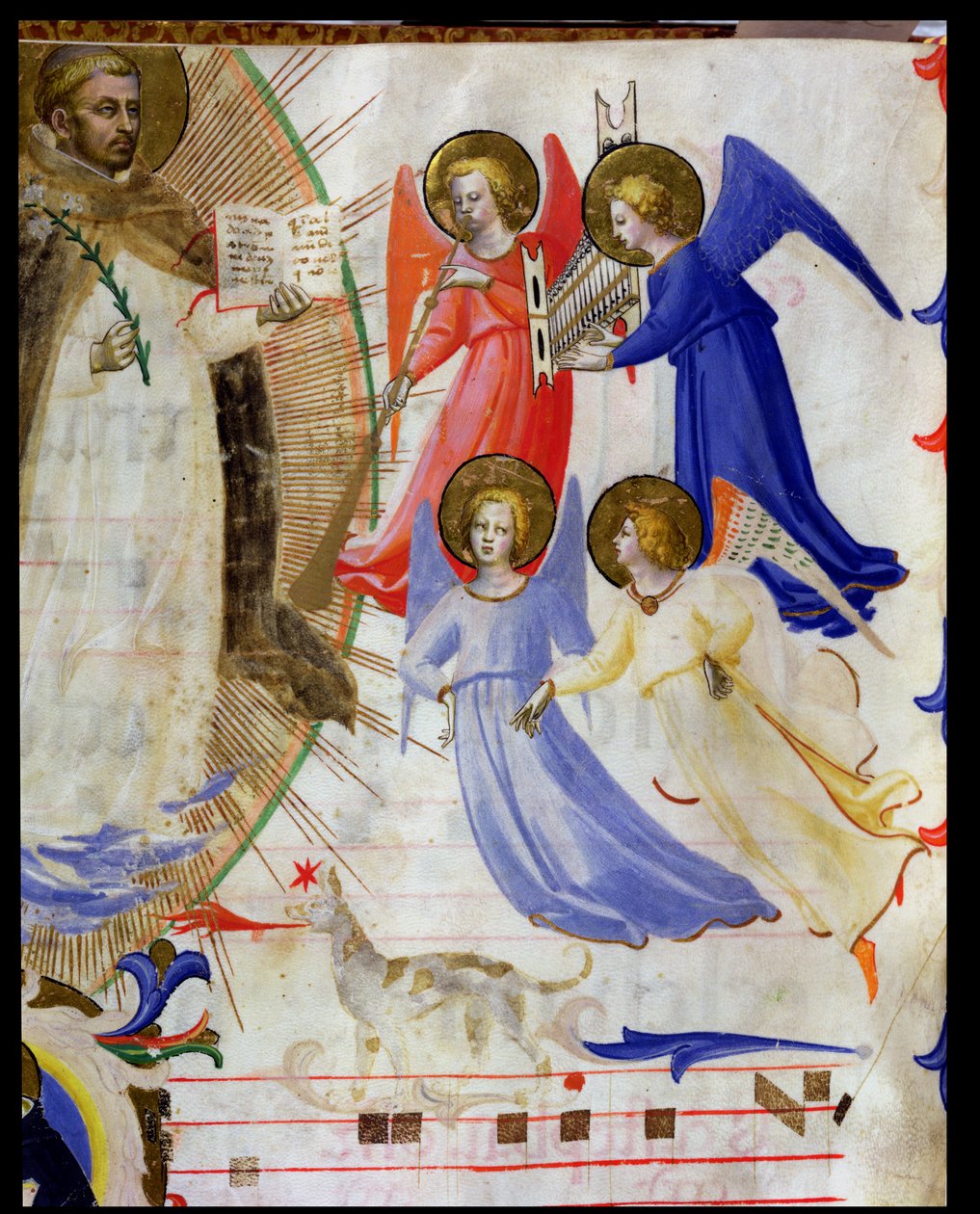 ds 558 f.67v St. Dominic, dört müzik meleği ile, San Marco e Cenacoli