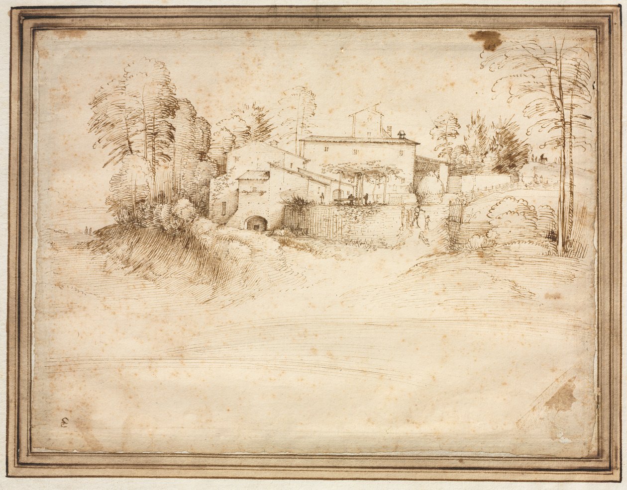 Bir Tepenin Yamacında Çiftlik Evi, c. 1508. by Fra Bartolommeo