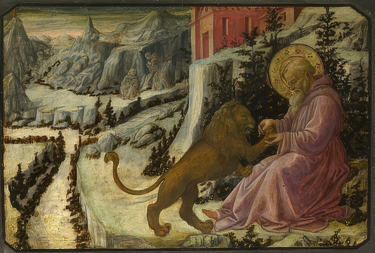 Aziz Jerome ve aslan (Pistoia Santa Trinità