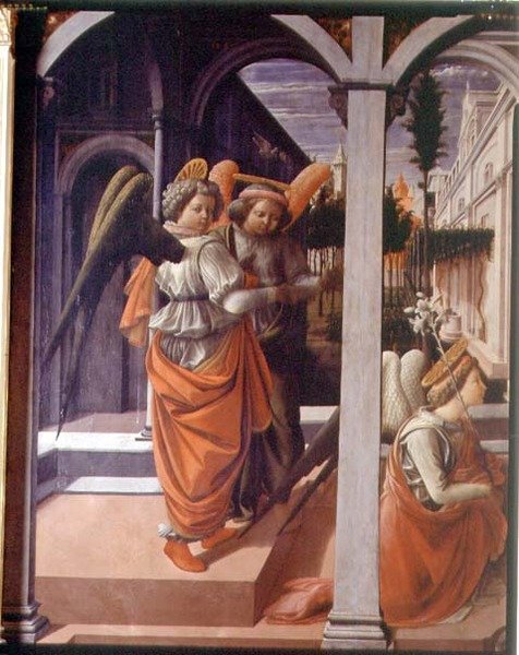 Müjde, iki meleğin detayı by Fra Filippo Lippi