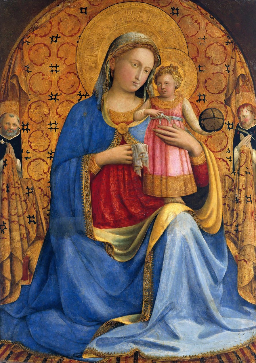 Aziz Dominic ve Peter Martyr ile Madonna ve Çocuk Madonna dell Umilitá, ca. 1433 by Fra Giovanni Angelico da Fiesole