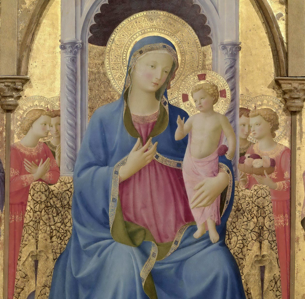 Bakire ve Çocuk. Cortona Polyptych Merkez panelin detayı, yaklaşık 1437. by Fra Giovanni Angelico da Fiesole