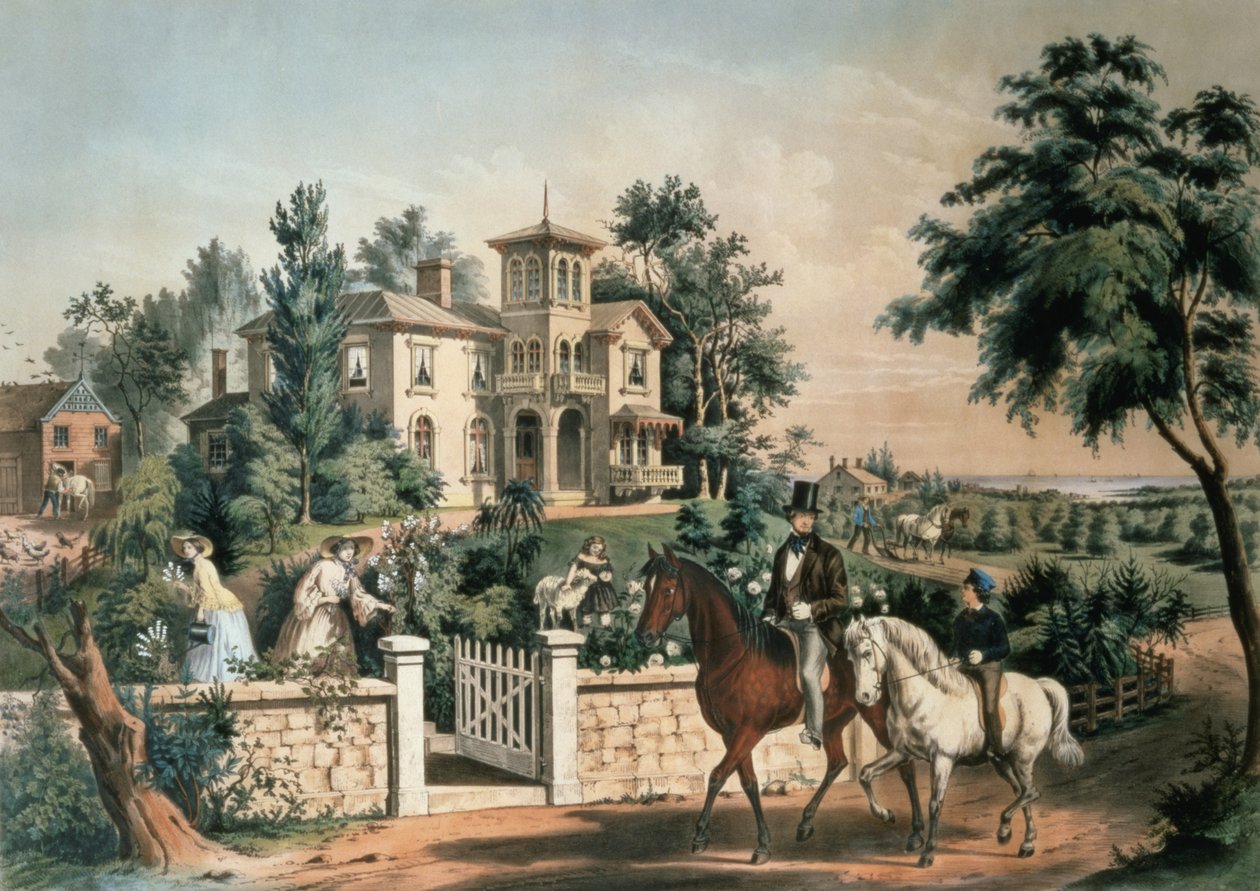 American Country Life, Nathaniel Currier (1813-88) pub tarafından oyulmuş. Currier ve Ives, New York, 1855 by Frances Flora Bond Palmer