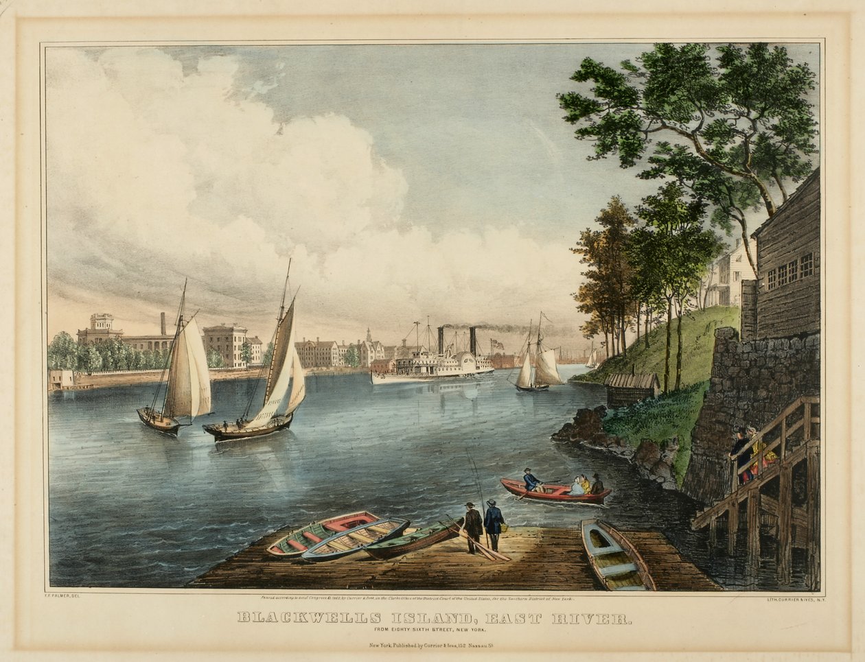Blackwell Adası, Doğu Nehri. Seksen Altıncı Caddeden, New York., 1862 by Frances Flora Bond Palmer