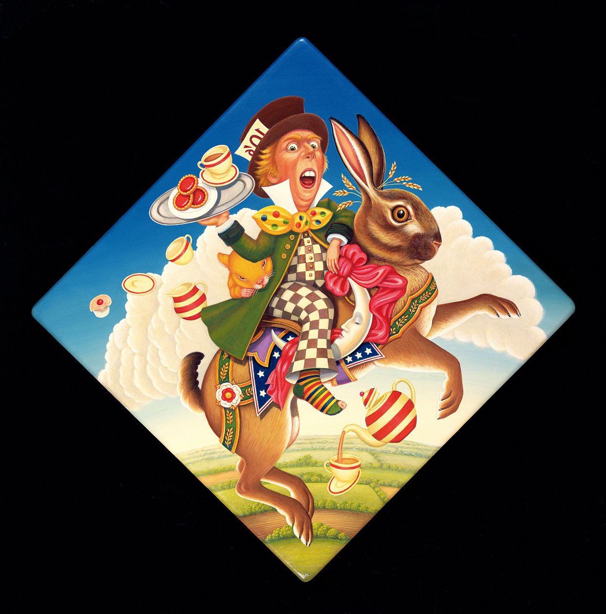 Çılgın Bir Çay Partisi, 2008 (panelde yağ ve tempera) by Frances Broomfield