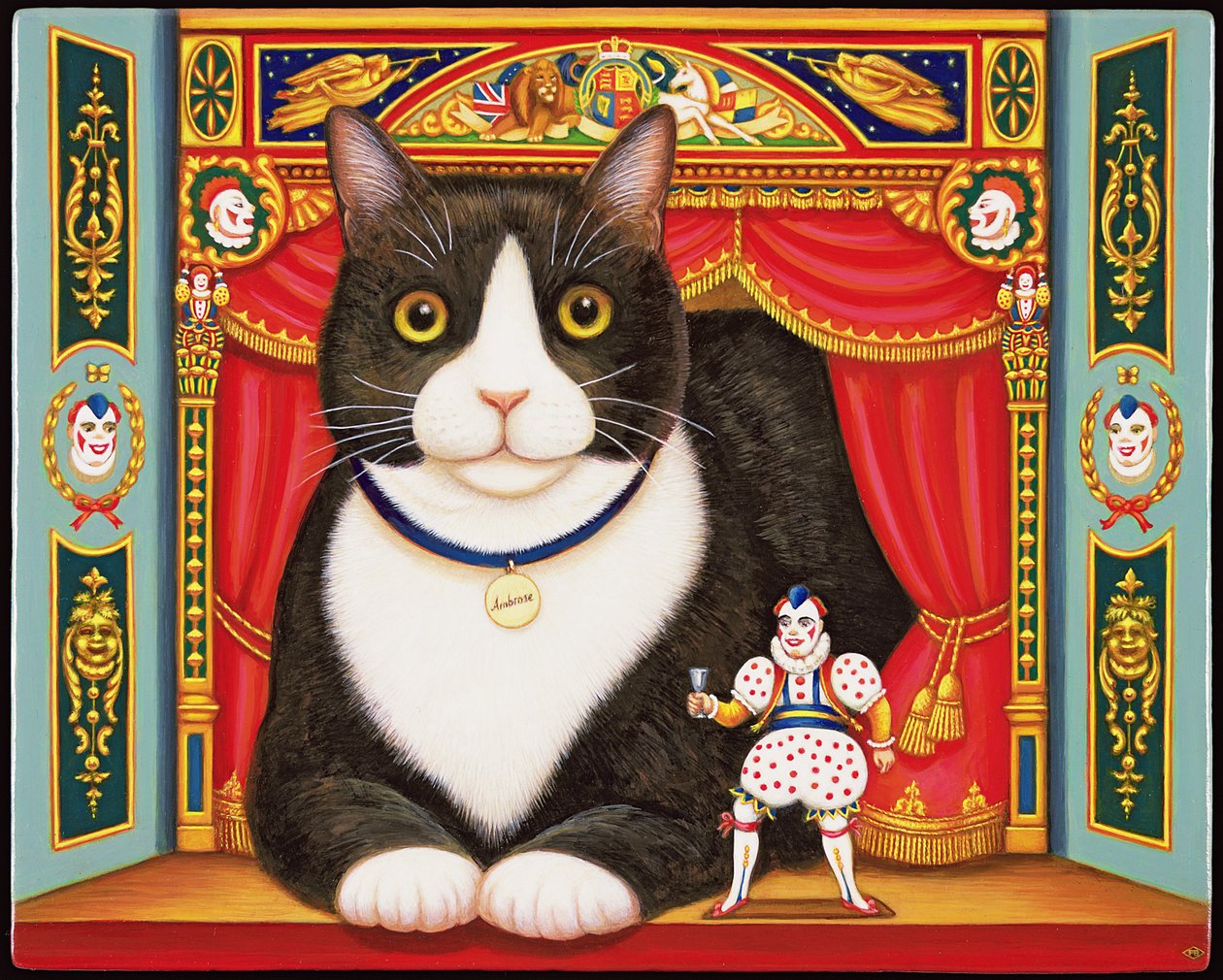 Ambrose the Theatre Cat, 2007 (panelde yağ ve tempera) by Frances Broomfield