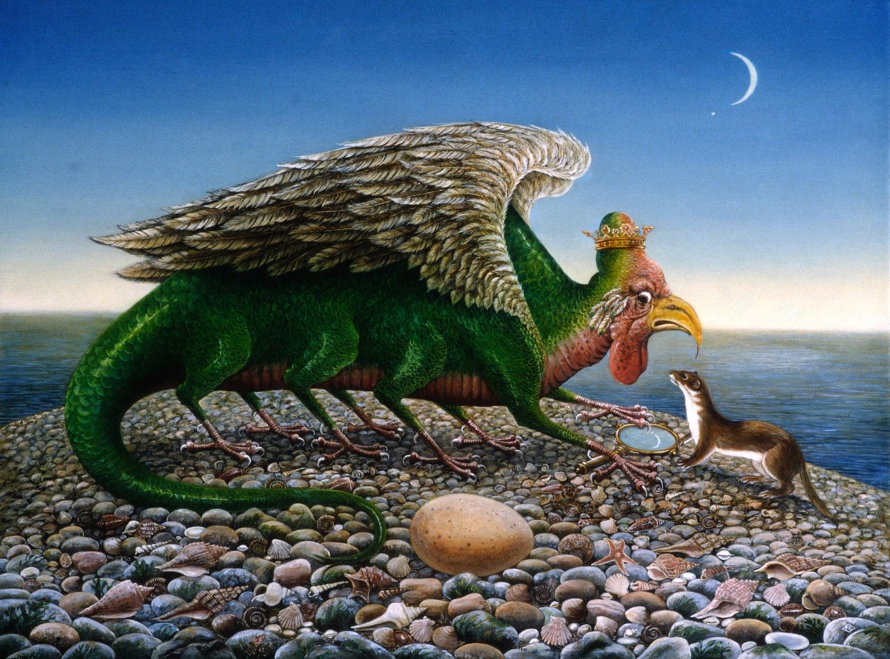 Basilisk, 1986 (kağıt üzerinde yağlar ve tempera) by Frances Broomfield