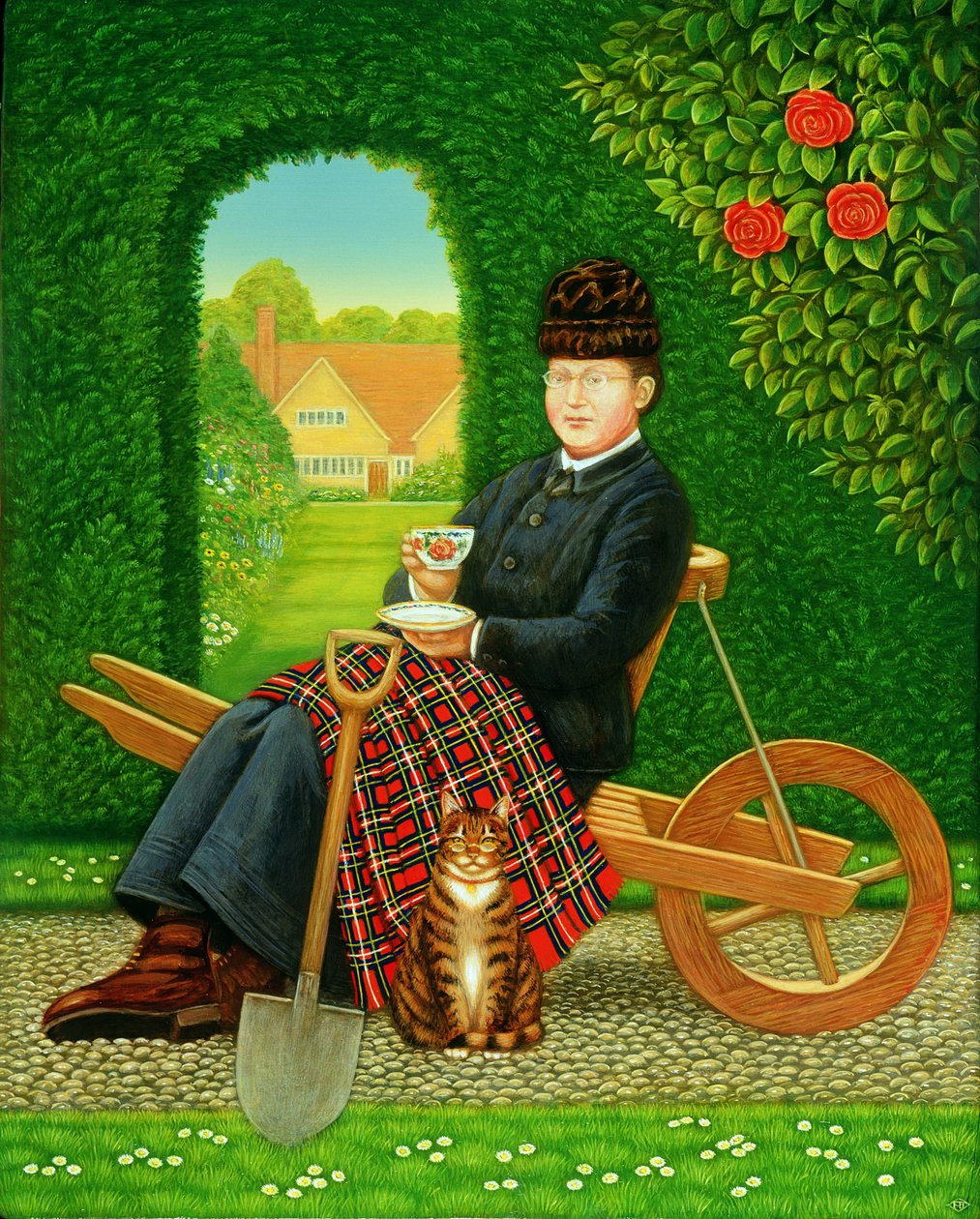 Gertrude Jekyll (1843-1932) Maça Kızı, 1996 (panelde yağ ve tempera) by Frances Broomfield