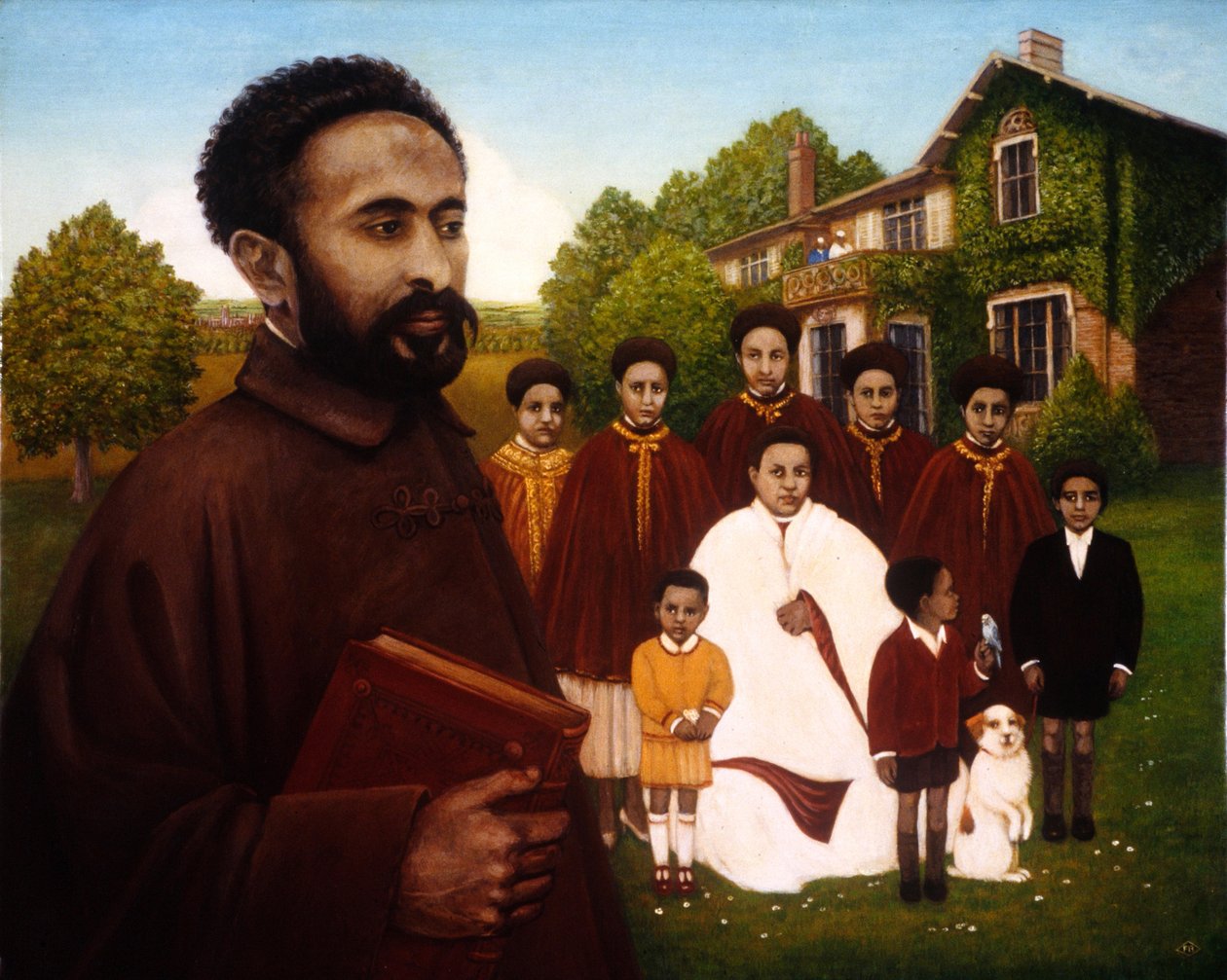 Haile Selassie Sürgünde, 1987 (panelde yağ ve tempera) by Frances Broomfield