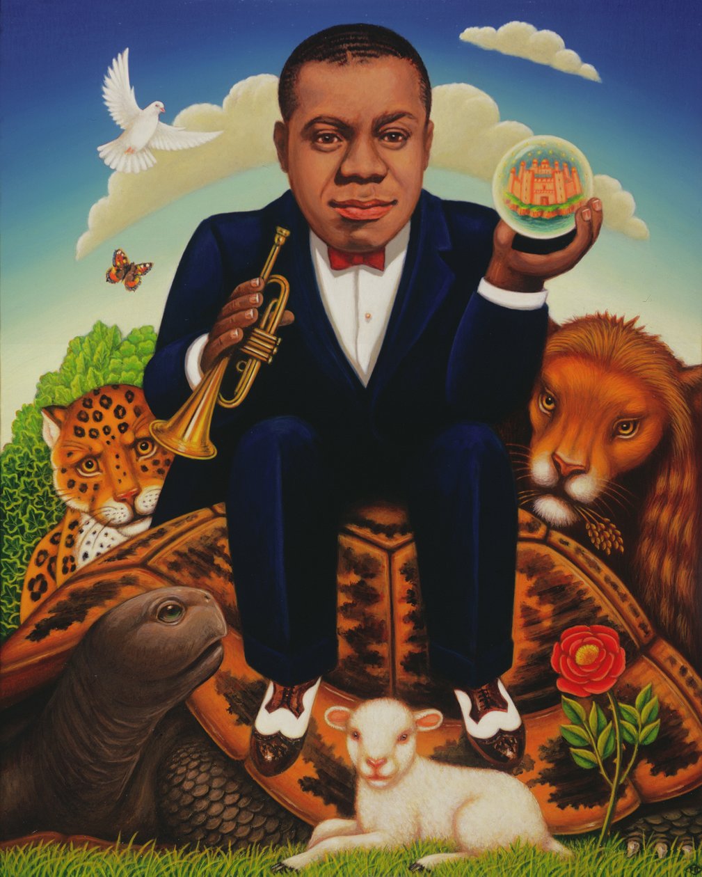 Harika Bir Dünya (Louis Armstrong) 2006 (panelde yağ ve tempera) by Frances Broomfield