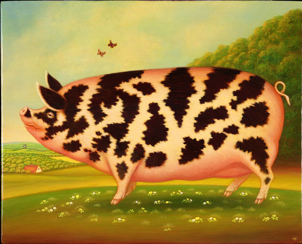 Old Spot Pig, 1998 (panelde yağ ve tempera) by Frances Broomfield