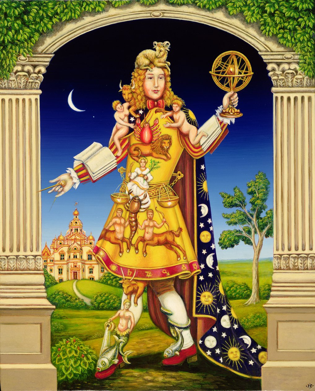 Astrologers Garden, 2000 (panelde yağ ve tempera) by Frances Broomfield