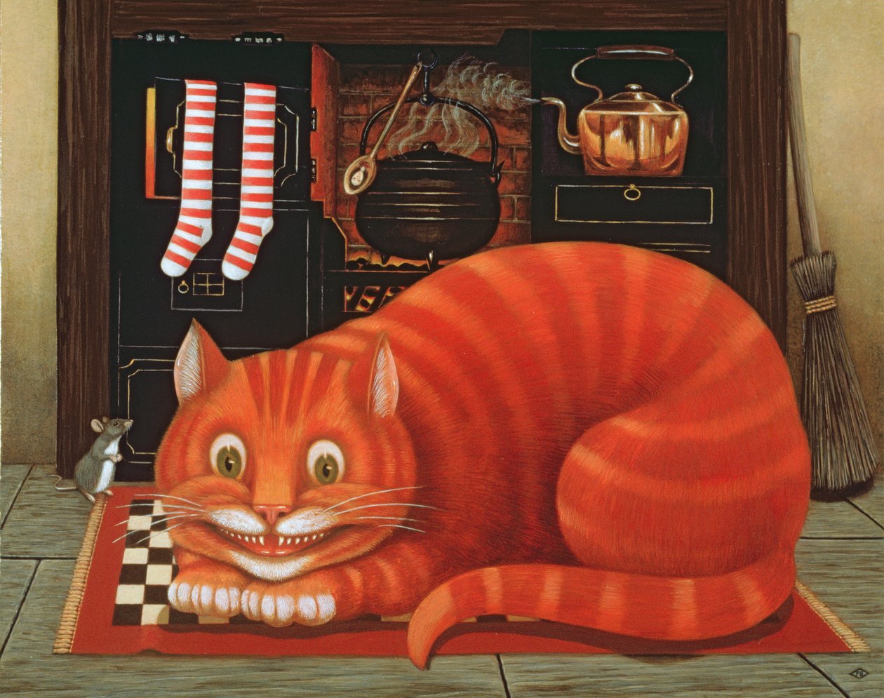 Cheshire Kedisi, 1993 (panelde yağ ve tempera) by Frances Broomfield