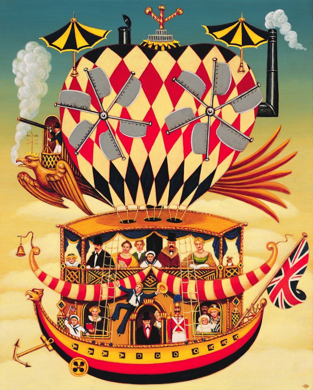 Transatlantik Uçuşunun Geleceği, 1999 (panelde yağ ve tempera) by Frances Broomfield