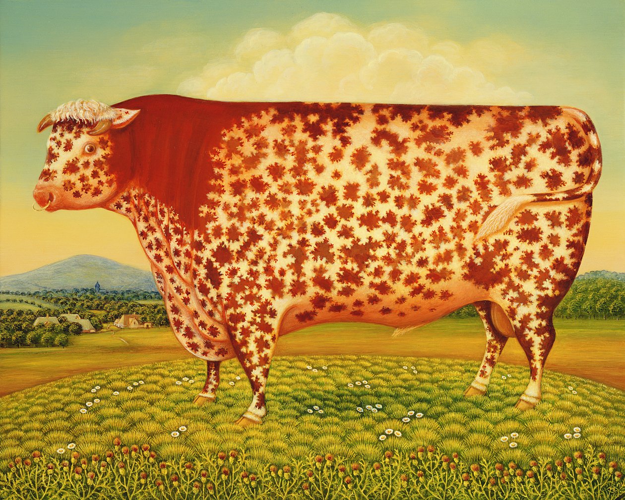 The Great Bull, 1998 (panelde yağ ve tempera) by Frances Broomfield