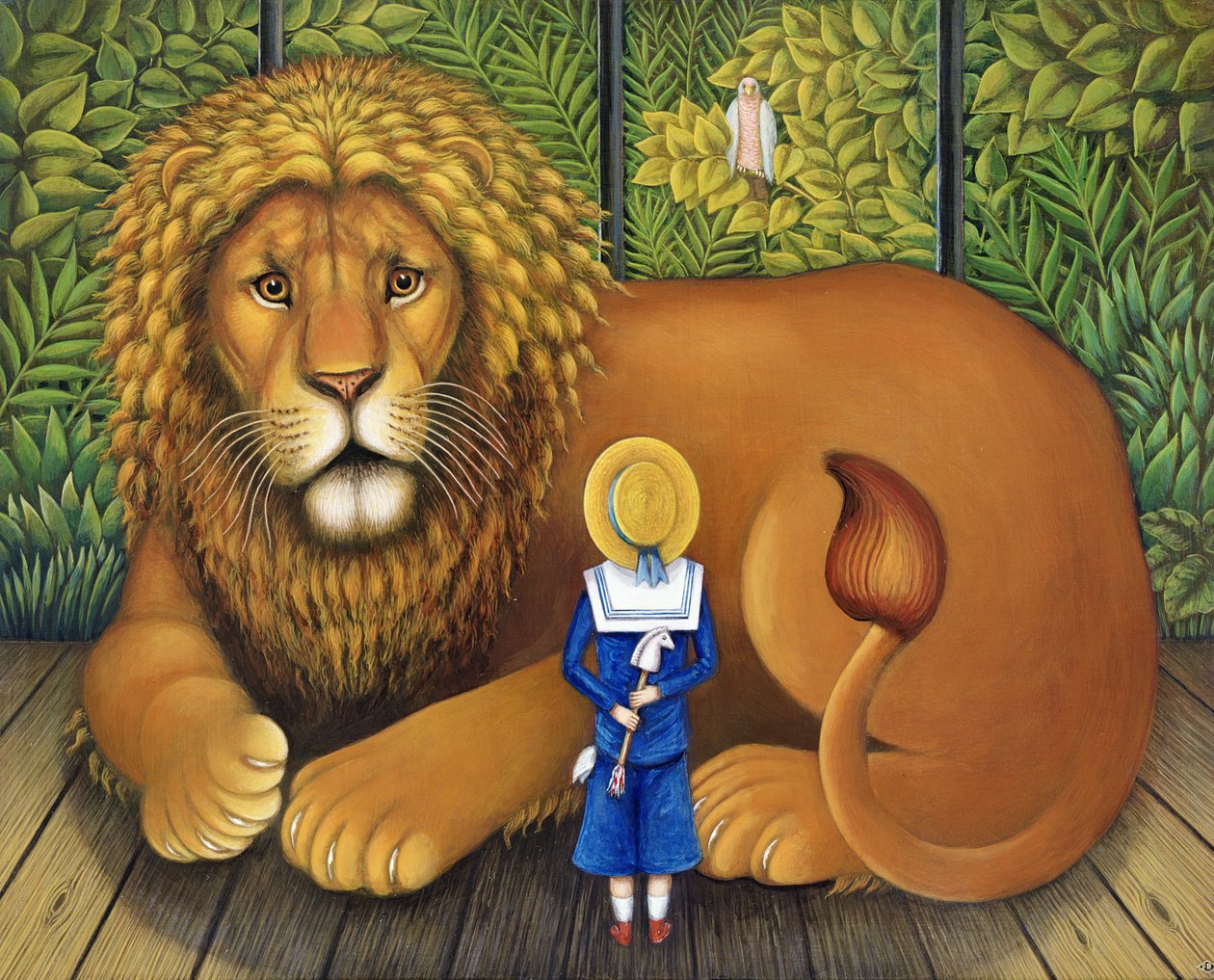Aslan ve Albert, 2001 (panelde yağ ve tempera) by Frances Broomfield