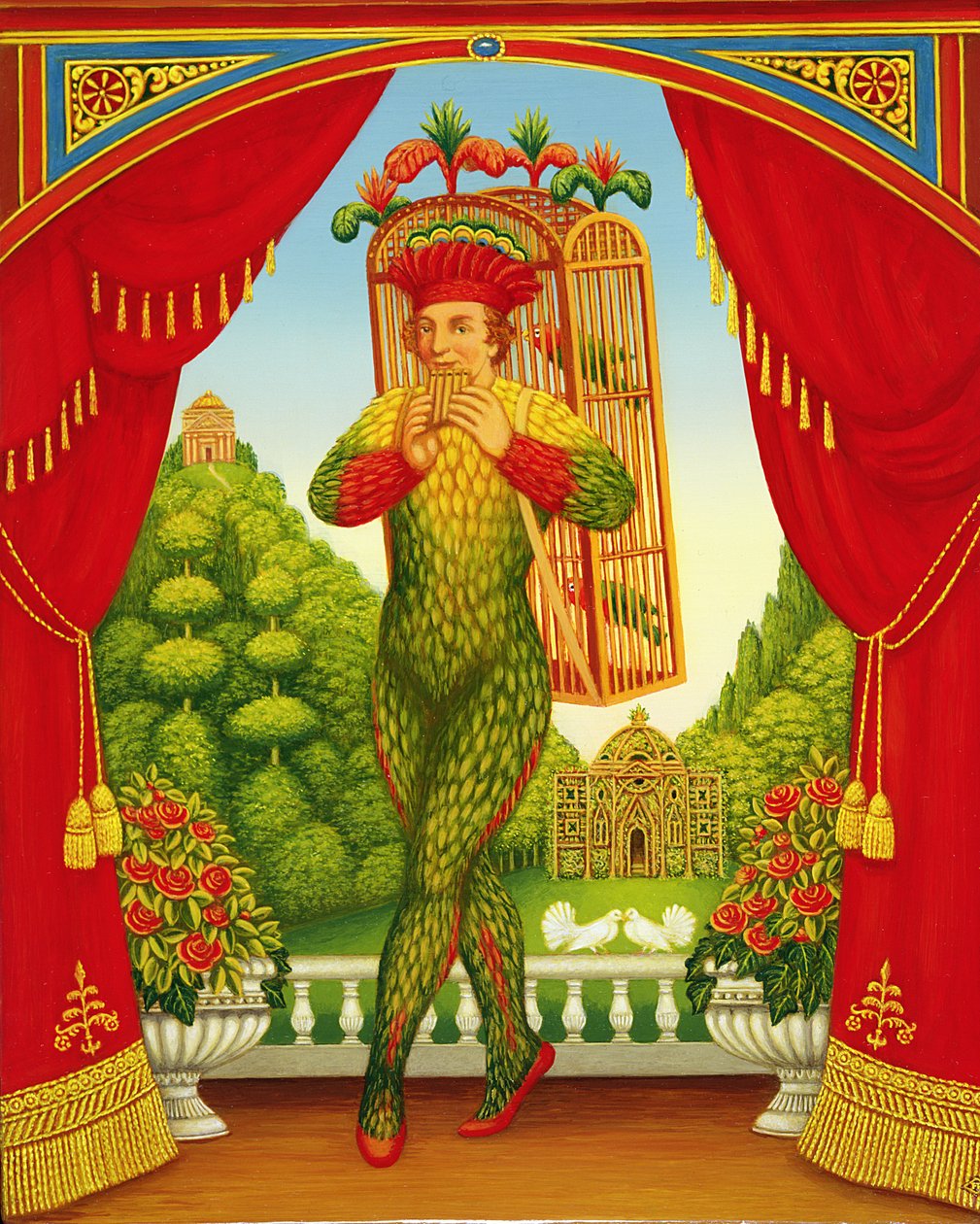 Sihirli Flüt, 1998 (panelde yağ ve tempera) by Frances Broomfield
