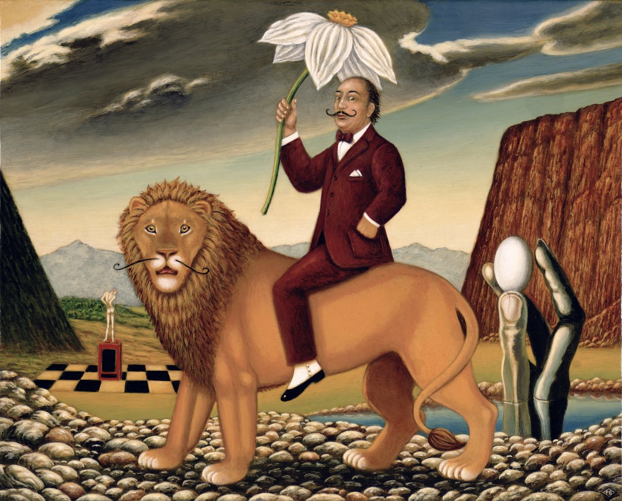 Bir Narsistin Metamorfozu, 1999 (panelde yağ ve mizaç) by Frances Broomfield