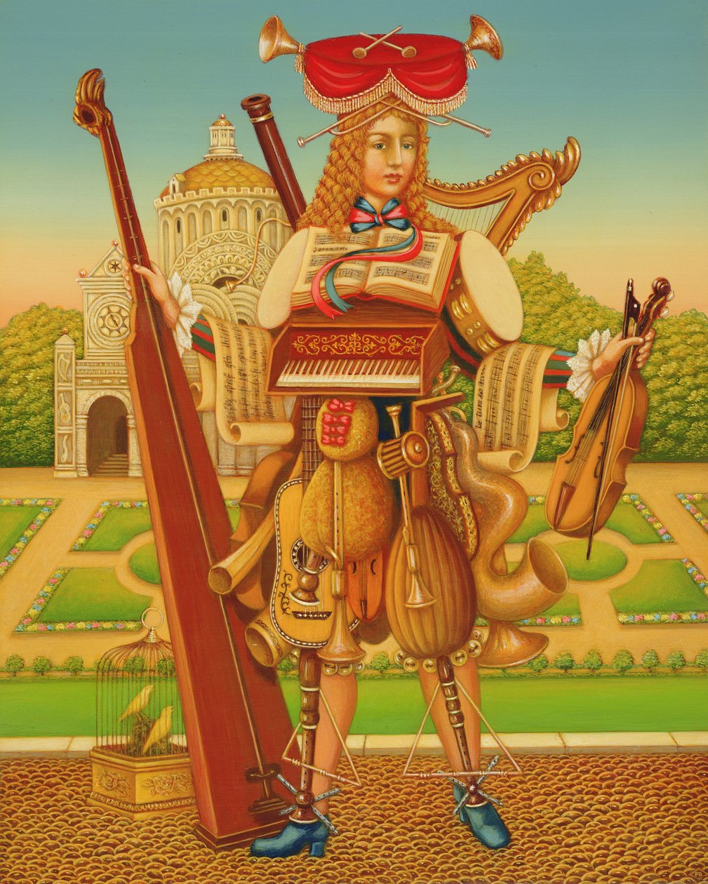 The Musicians Garden, 1997 (panelde yağ ve tempera) by Frances Broomfield