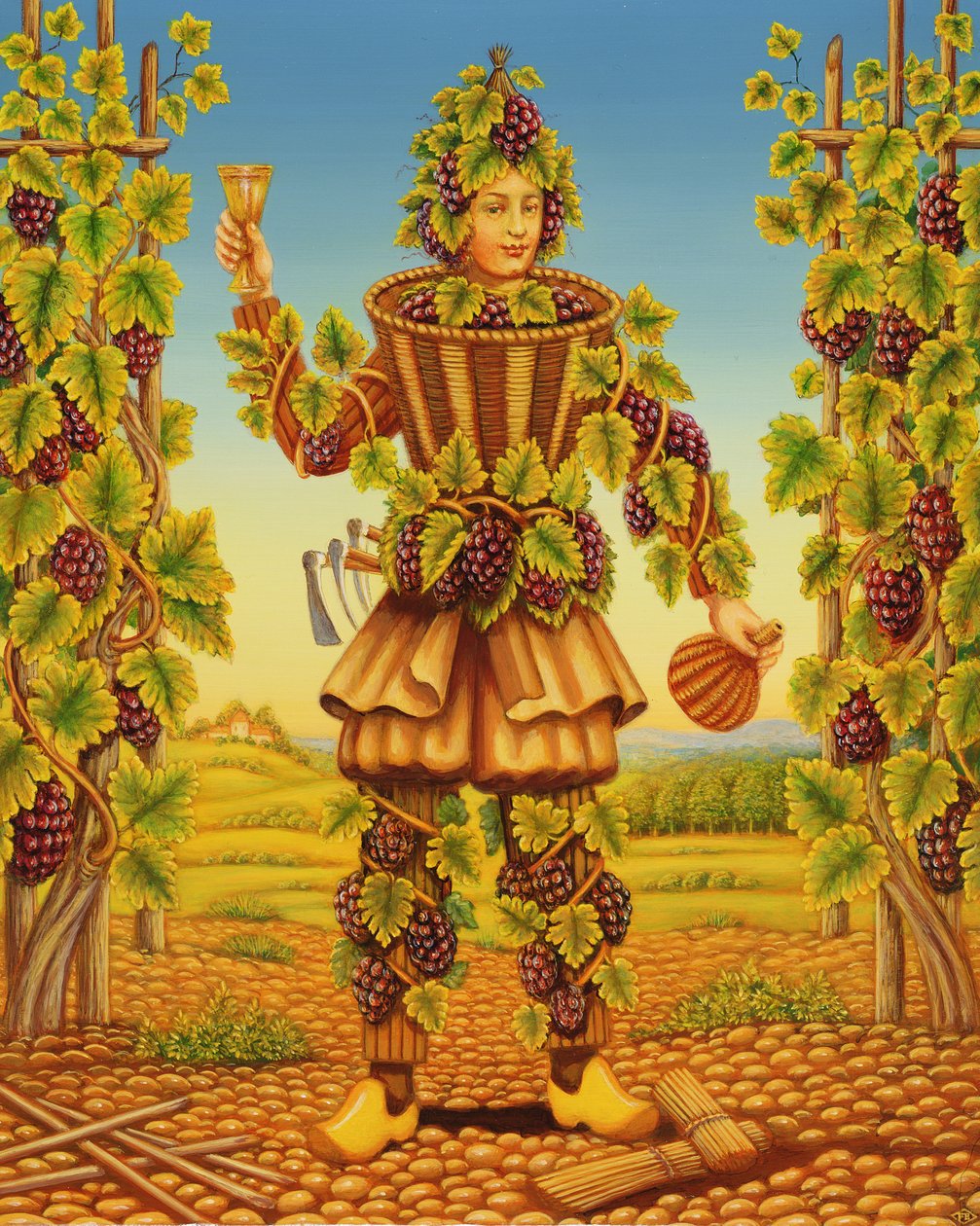The Vignerons Habit, 1998 (panelde yağ ve tempera) by Frances Broomfield