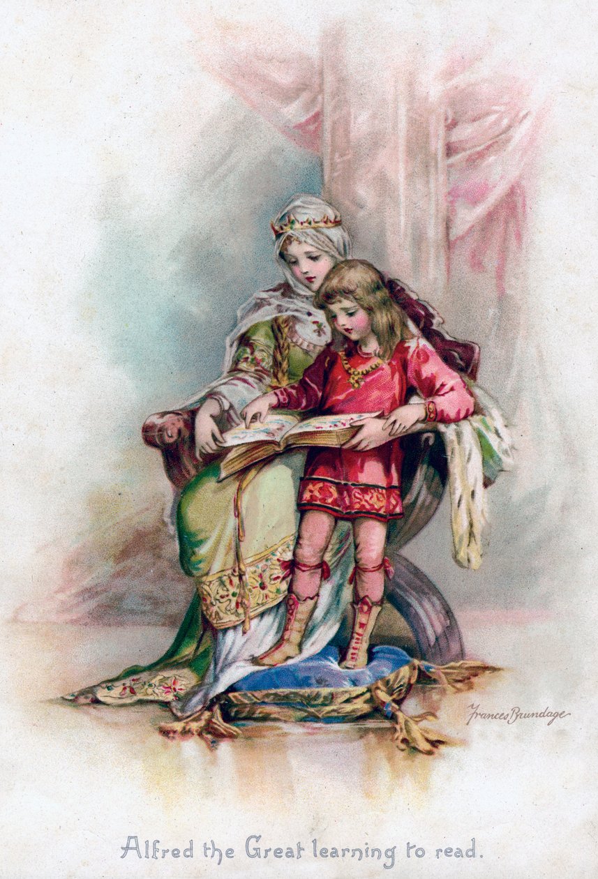 Büyük Alfred okumayı öğreniyor, 1897. by Frances Brundage