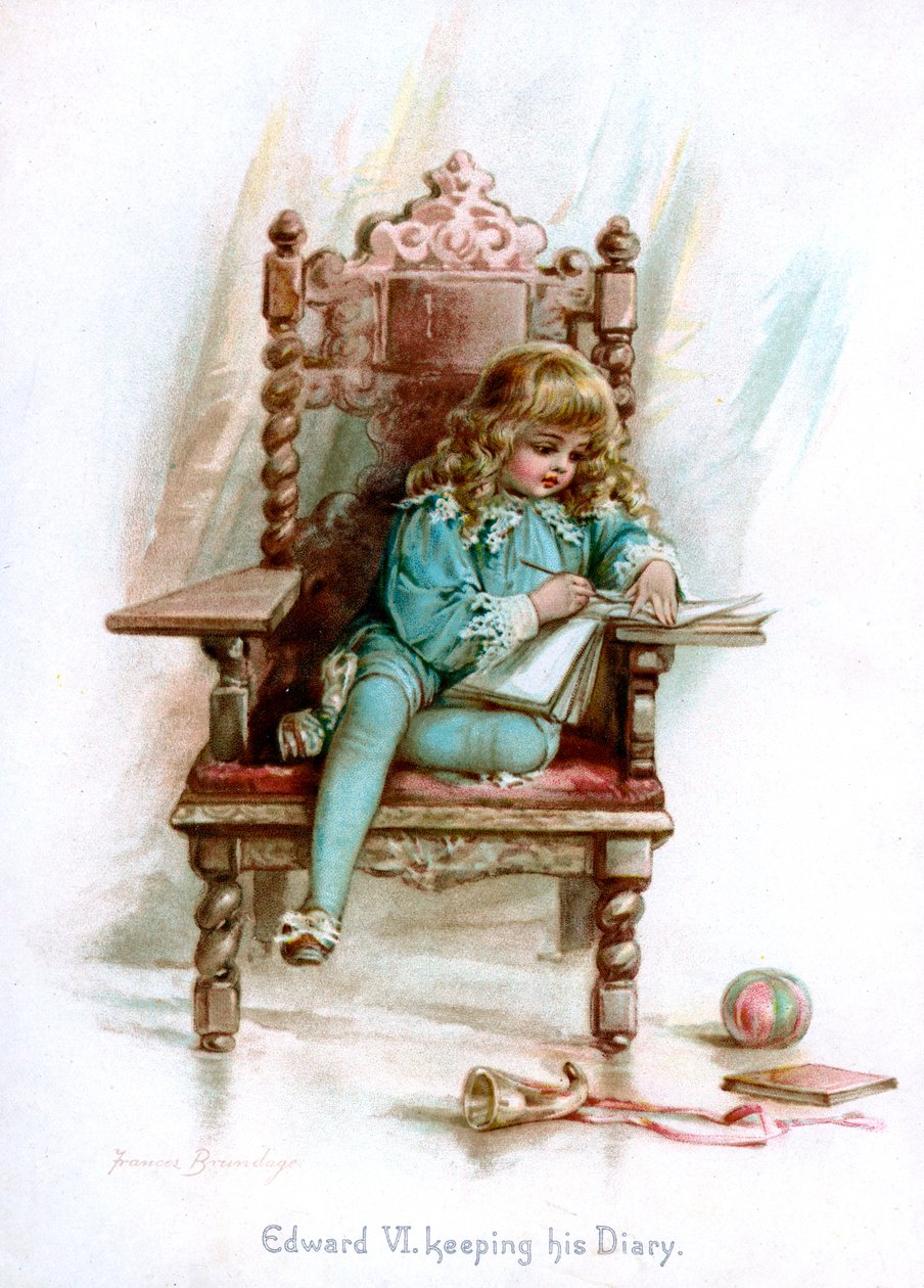 Edward VI, Günlüğünü tutuyor, 1897. by Frances Brundage