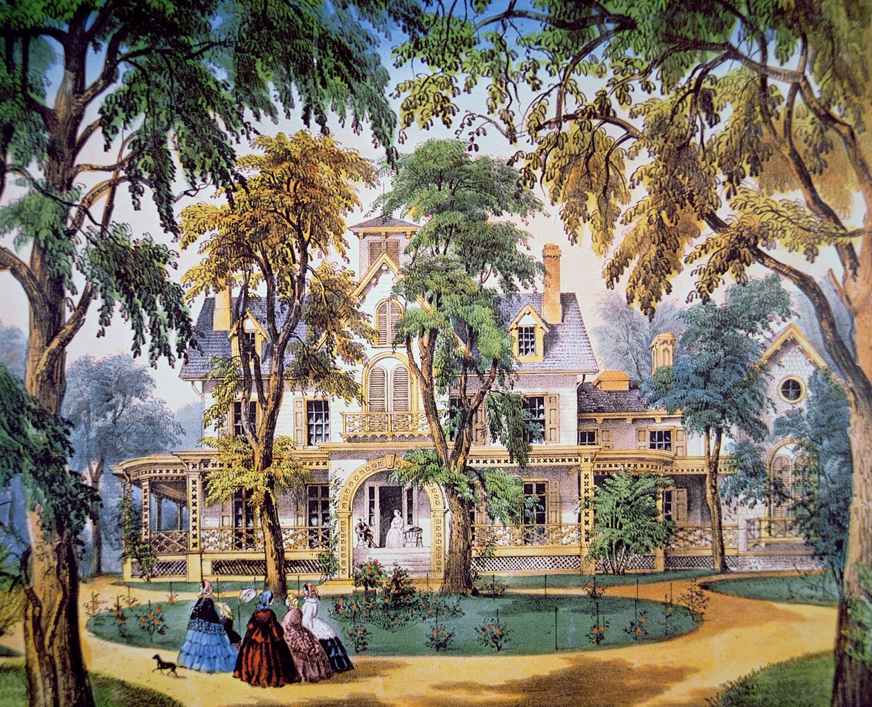 Bir ekicinin evi, c.1858 (renkli taş) by Frances Flora Bond (c.1812 76) Palmer