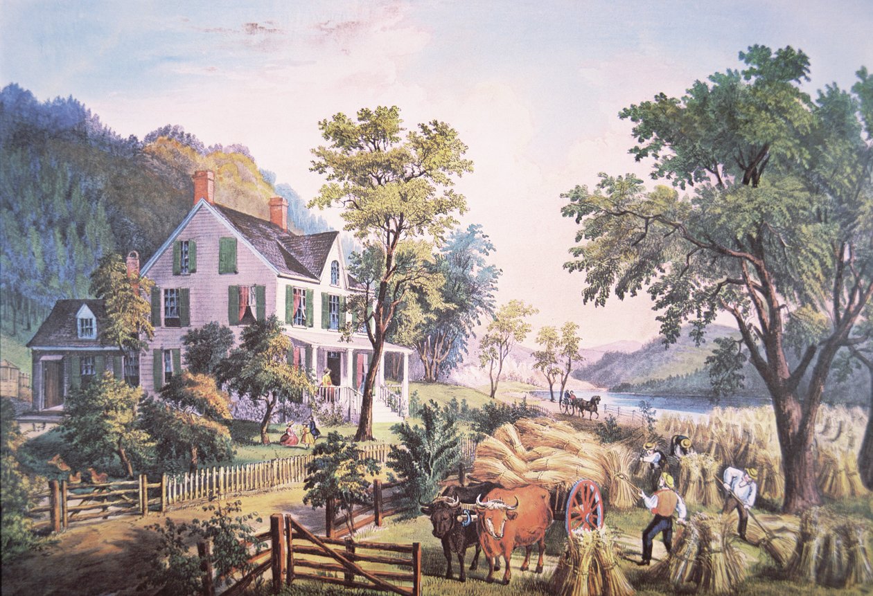 amerikan çiftlik sahnesi by Frances Flora Bond (c.1812 76) Palmer