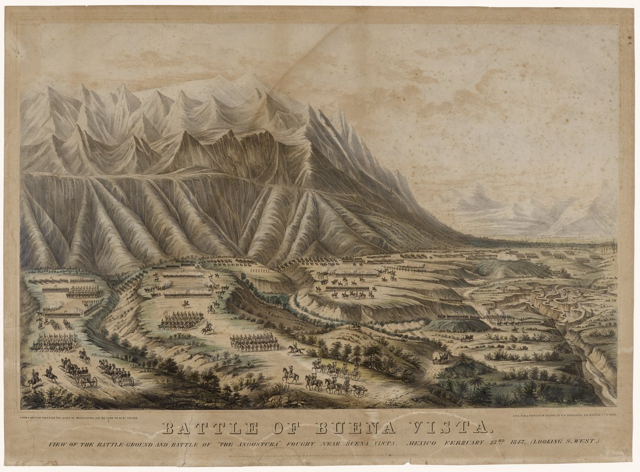 Buena Vista Savaşı, 1847 (dokuma kağıt üzerinde kromolitograf) by Frances Flora Bond Palmer