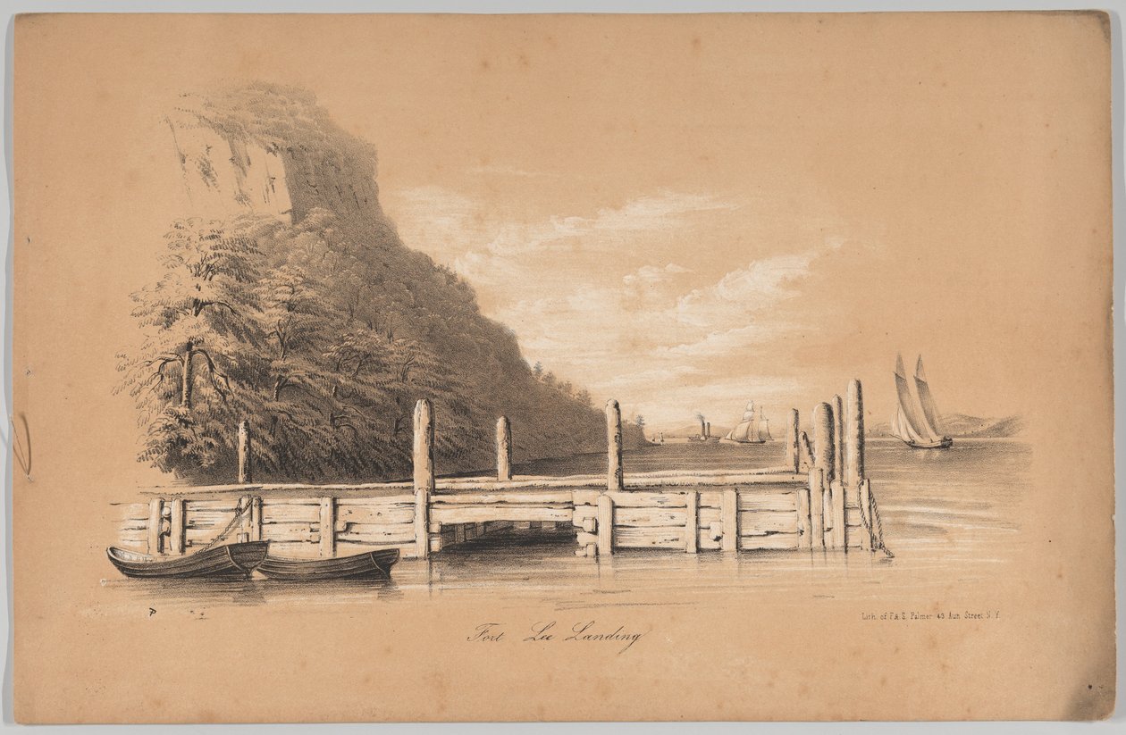 Fort Lee Landing, içinde: New York Çizim Kitabı, Bir Dizi Orijinal Tasarım İçeren a..., 1847. by Frances Flora Bond Palmer