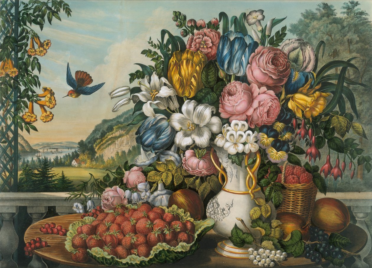 Manzara - Meyve ve Çiçekler, 1862. by Frances Flora Bond Palmer