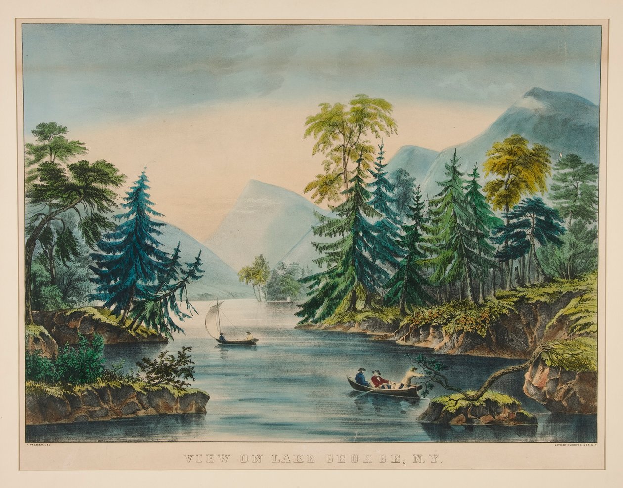Lake George, NY üzerinde görünüm by Frances Flora Bond Palmer