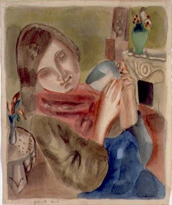 Kaseli Kız (kağıt üzerine sulu boya) by Frances Hodgkins