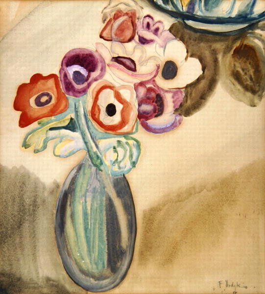 Sürahi Çiçek (kağıt üzerine sulu boya) by Frances Hodgkins
